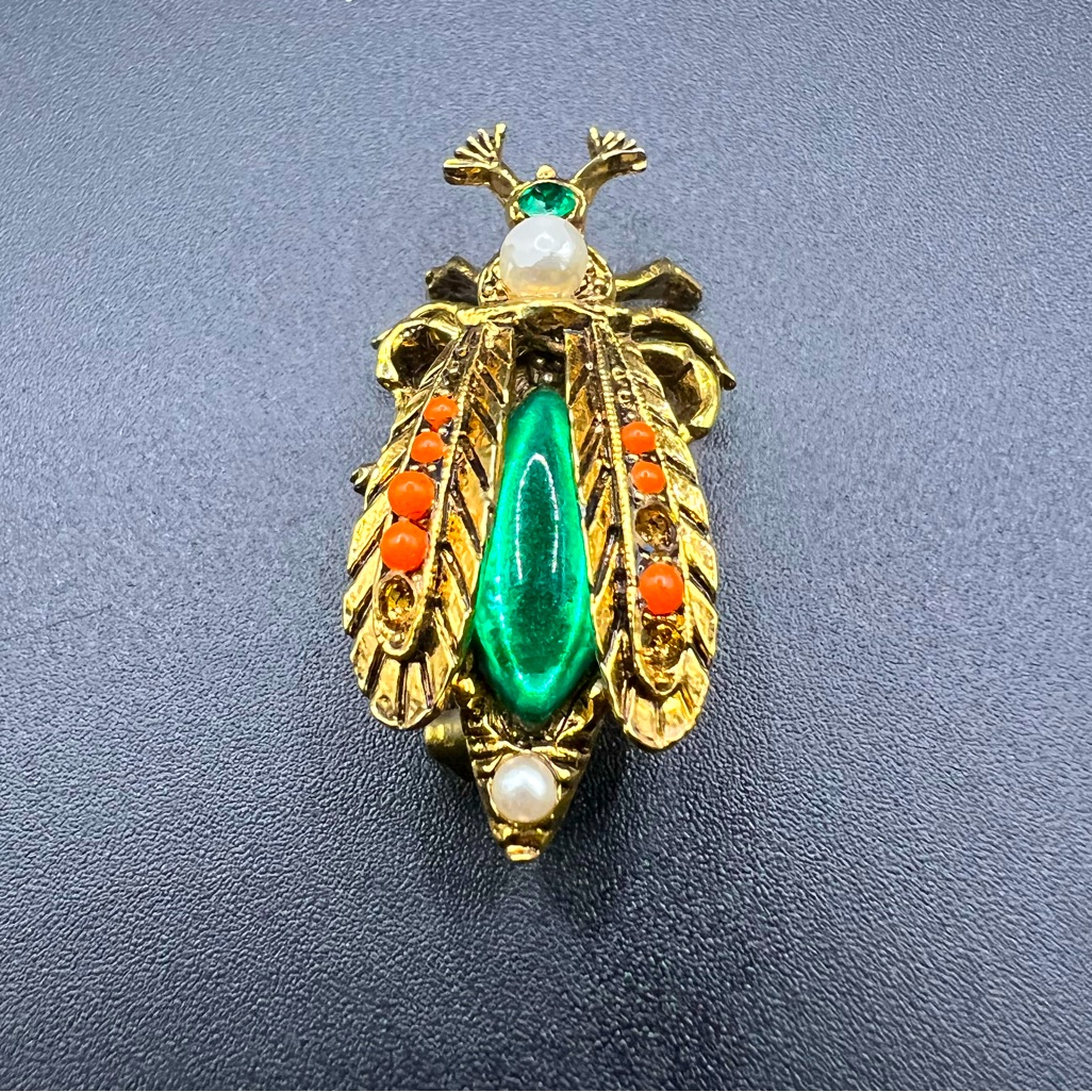 Carl Art Vintage Jewelry Signed Gold Tone Insect Brooch